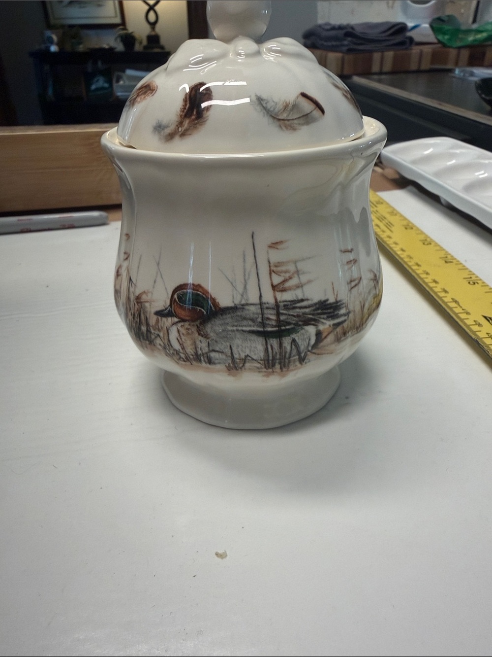 Gien Sologne Pattern lidded Sugar Bowl